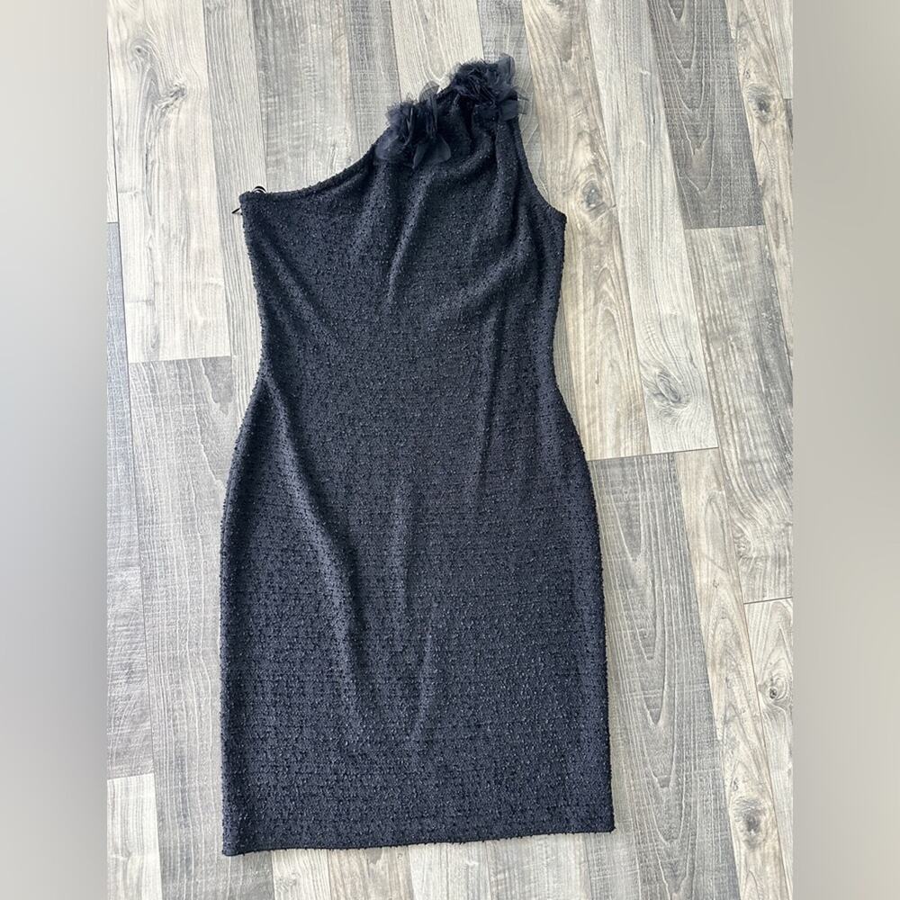 St. John Black One-Shoulder Sheath Dress
